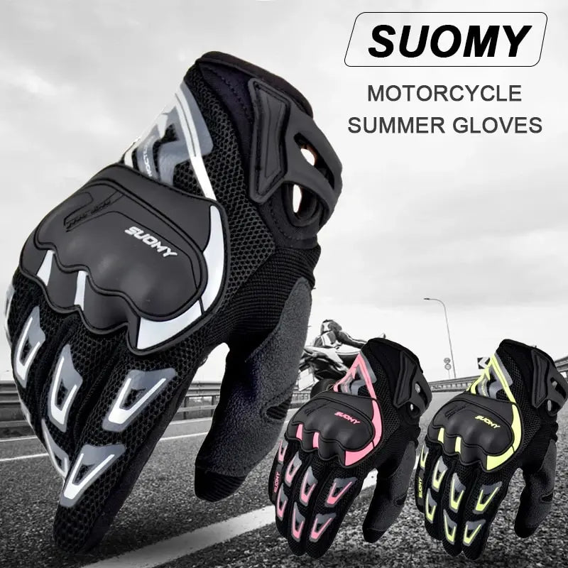 Guanti Moto Estivi SUOMY Touch Screen – Traspiranti in Rete, Antiscivolo per Motocross, Ciclismo e Scooter (M-XXL)