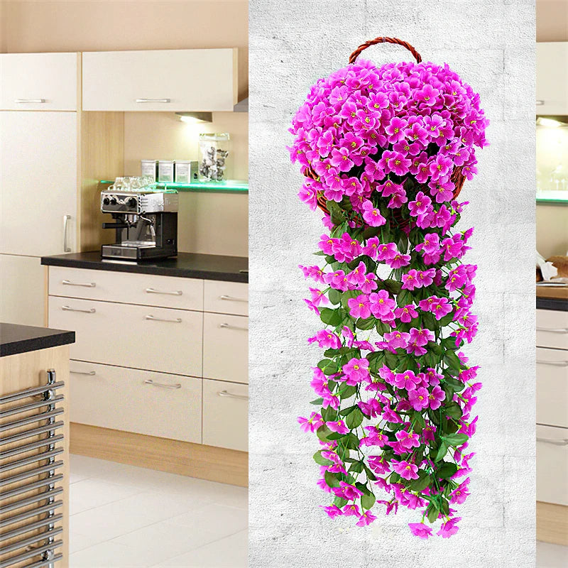 Ghirlanda di Fiori Artificiali Pendenti 90/80 CM Decorazione floreale elegante per casa, giardino, matrimoni ed eventi