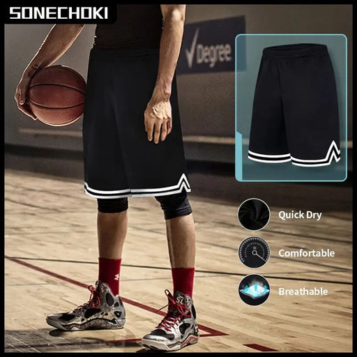 SONECHOKI Pantaloncini da basket al ginocchio uomo a righe larghe corsa Sport palestra
