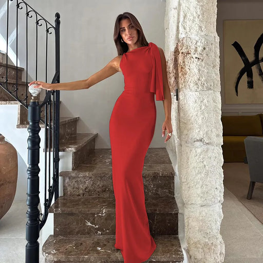 Abito Lungo Donna Estate Aderente Sexy Y2K – Vestito Maxi Senza Maniche O-Collo Patchwork, Ideale per Party, Festival, Club e Serate Eleganti - Campeda