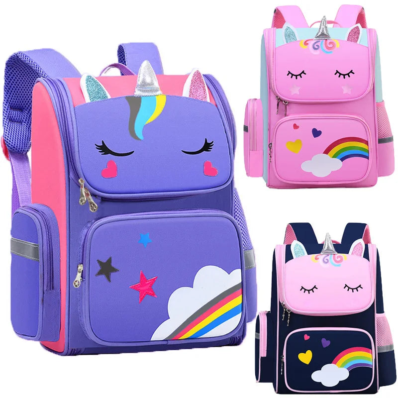 Zaino bambina unicorno impermeabile, zaino scuola ragazza con occhi arcobaleno, zaino viaggio leggero per bambine e adolescenti