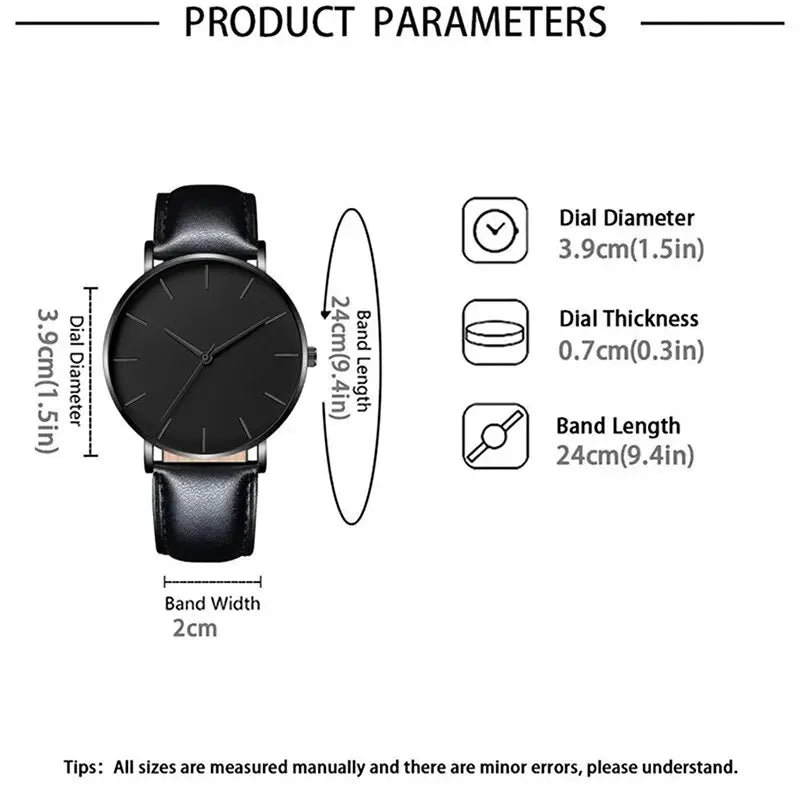 Set 5 pezzi per Orologi Uomo Eleganti – Quarzo con Cinturino in Pelle, Stile Business e Casual