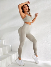 2 pezzi tuta da donna Seamless Yoga Set allenamento abbigliamento sportivo palestra - immagine 12