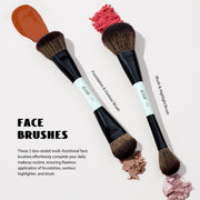 Jessup Set di pennelli per trucco bifacciali Fondotinta Contorno Blush Miscelazione - immagine 6