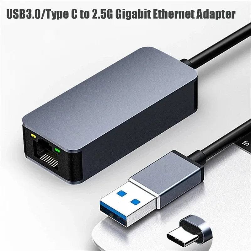 Adattatore Ethernet da tipo C a RJ45 2500Mbps USB 3.0 Scheda di rete RJ45 Cavo Internet Lan 100/1000/2500Mbps per PC portatile MacBook