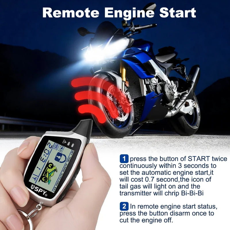 Sistema di Allarme Antifurto per Moto a 2 Vie con Avviamento Remoto del - immagine 2