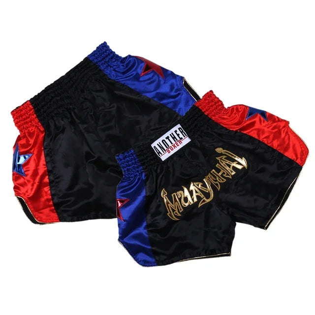 ANOTHERBOXER Muay Thai Pantaloncini MMA Ricamo Sport Fitness Combattimento Kickboxing - immagine 11