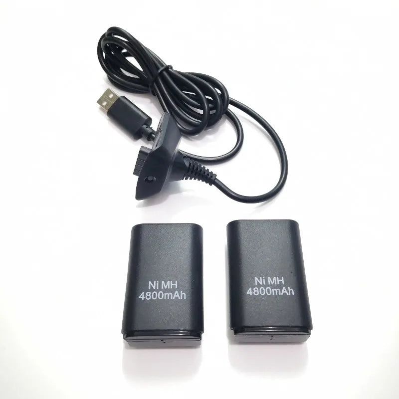 Batteria ricaricabile da 4800 mAh con 1 cavo di ricarica per batterie per gamepad Xbox 360 Batteria per controller wireless