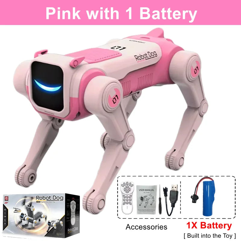 Cane Robot RC Intelligente con AI Comando Vocale Programmabile - Pink with 1 Battery - immagine 3