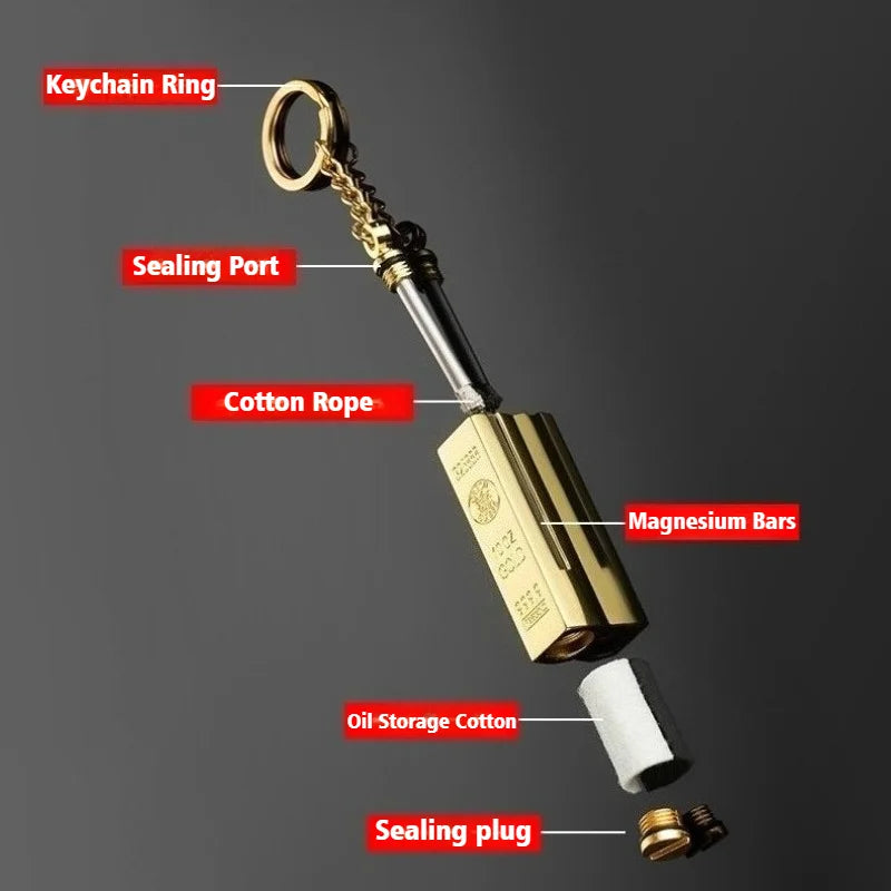 portachiavi accendino a forma di barra d'oro impermeabile/antivento fuoco aperto fumo - immagine 4