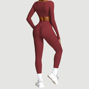 Completo fitness donna 2 pezzi hearuisavy – leggings push up vita alta e top maniche lunghe, traspirante quick dry - Campeda
