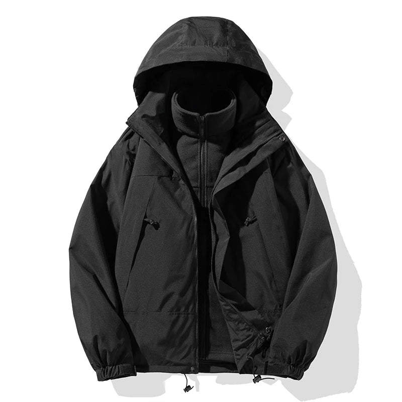 Nuove giacche da esterno tre in uno Moda semplice adatta per uomo Donna - nero XS - immagine 8