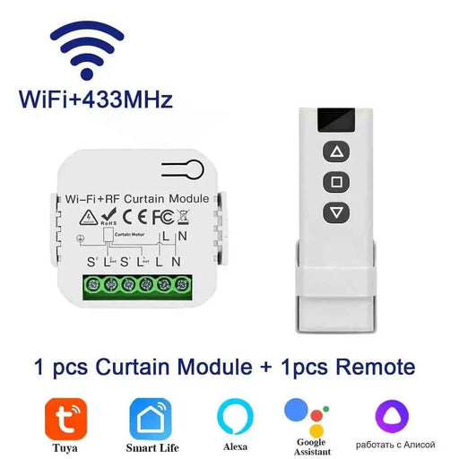 Tuya WiFi Smart Curtain Switch Tende a rullo Modulo otturatore 433 MHz RF Il telecomando funziona con Alexa Google Home Assistant - Campeda