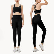 Completo fitness donna ZHUMU GYM – set yoga 2 pezzi con leggings con tasche, traspirante e quick dry - Campeda