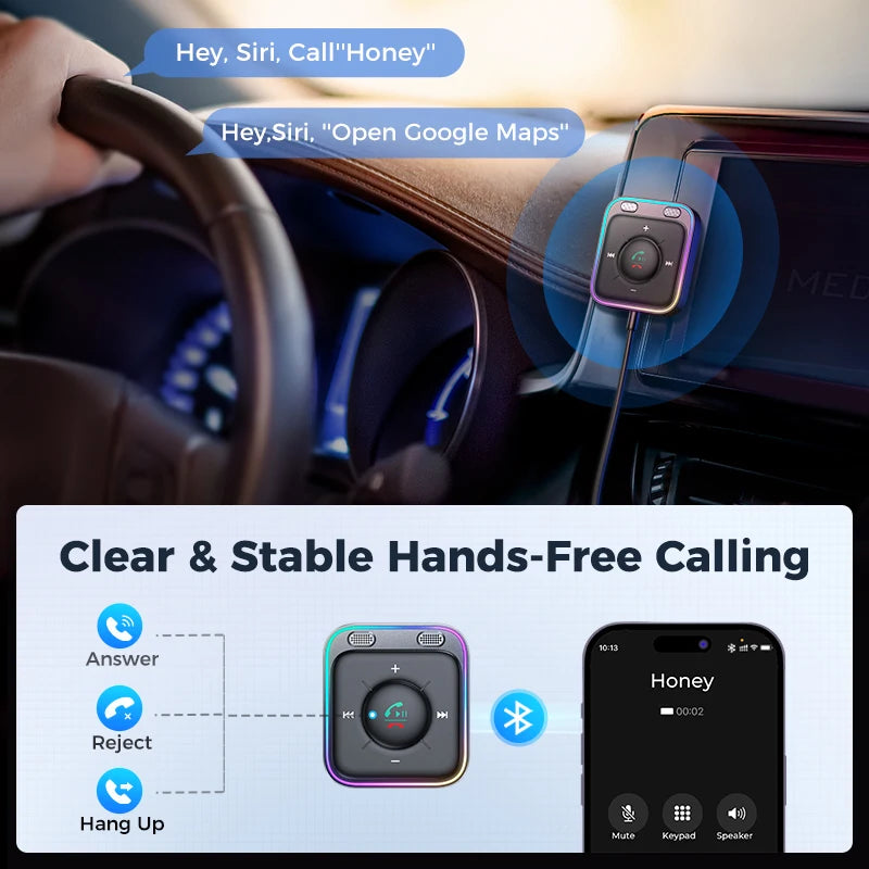 Adattatore per auto Joyroom Bluetooth 6.0 AUX con doppio microfono potenziato e - immagine 5