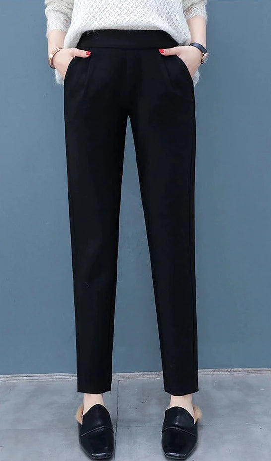 Pantaloni di lana a 3 colori matita Harem da donna Autunno Inverno vita - immagine 8