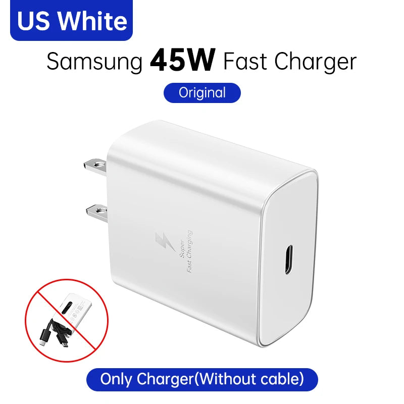 Caricabatterie SAMSUNG PD 45W Ricarica Super Veloce Originale 25W Caricatore da Muro - White 45W US Plug - immagine 6