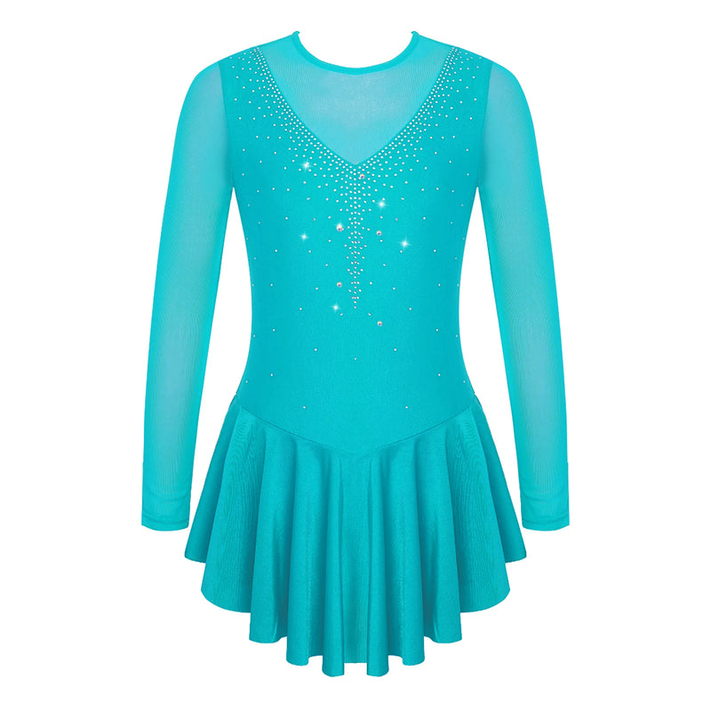 Ragazze Figura Pattinaggio su ghiaccio Vestito da balletto Palcoscenico Costume di - immagine 16