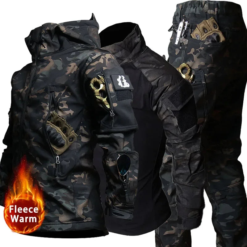 Tuta da combattimento Soft Shell Uniforme militare Giacche militari Top con cappuccio - immagine 2