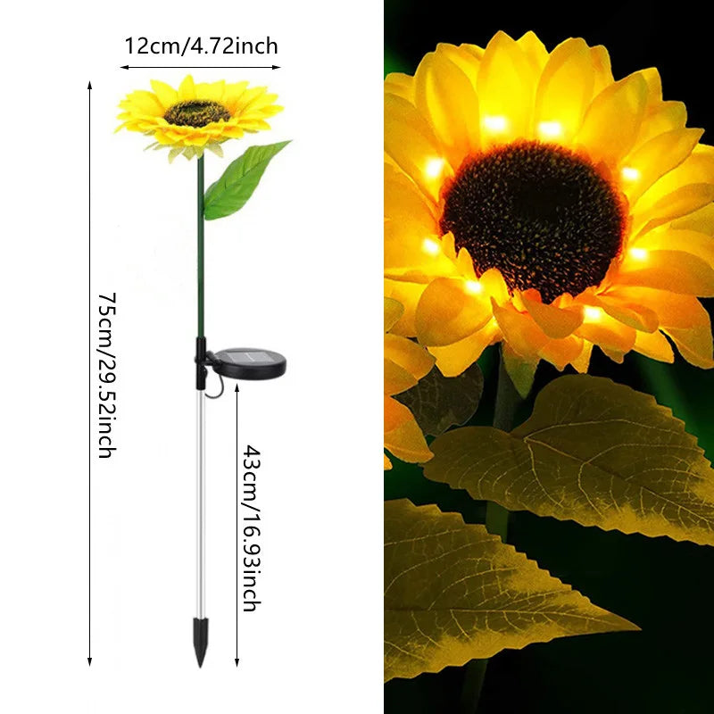 Lampada da giardino per esterni a LED solare girasole IP65 impermeabile percorso - immagine 2