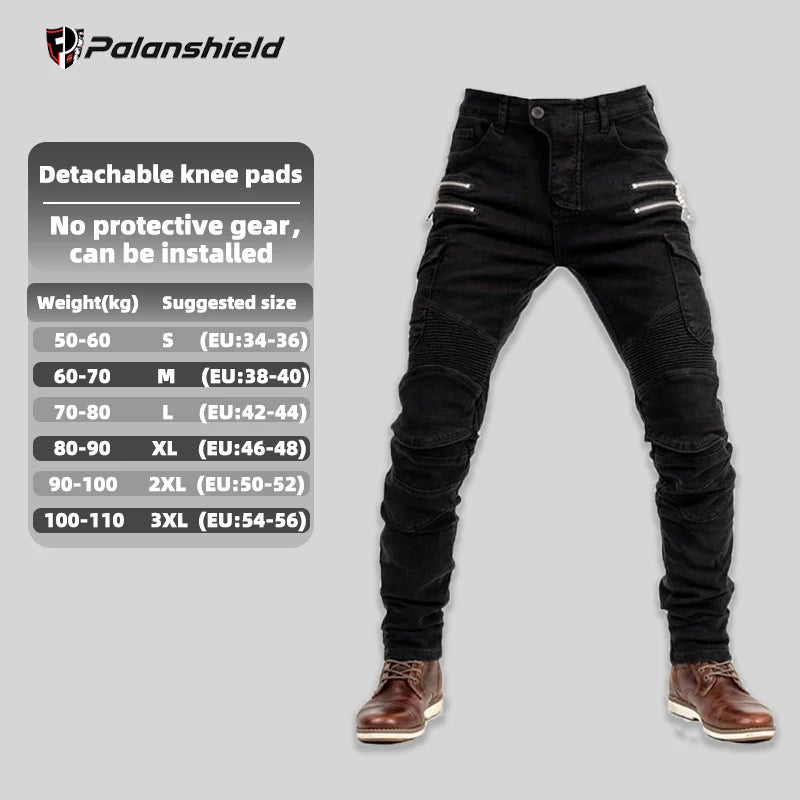 Pantaloni Moto Protettivi con Protezioni – Jeans Motocross Anticaduta con Doppia Cerniera, Pantaloni Riding Unisex 4 Stagioni