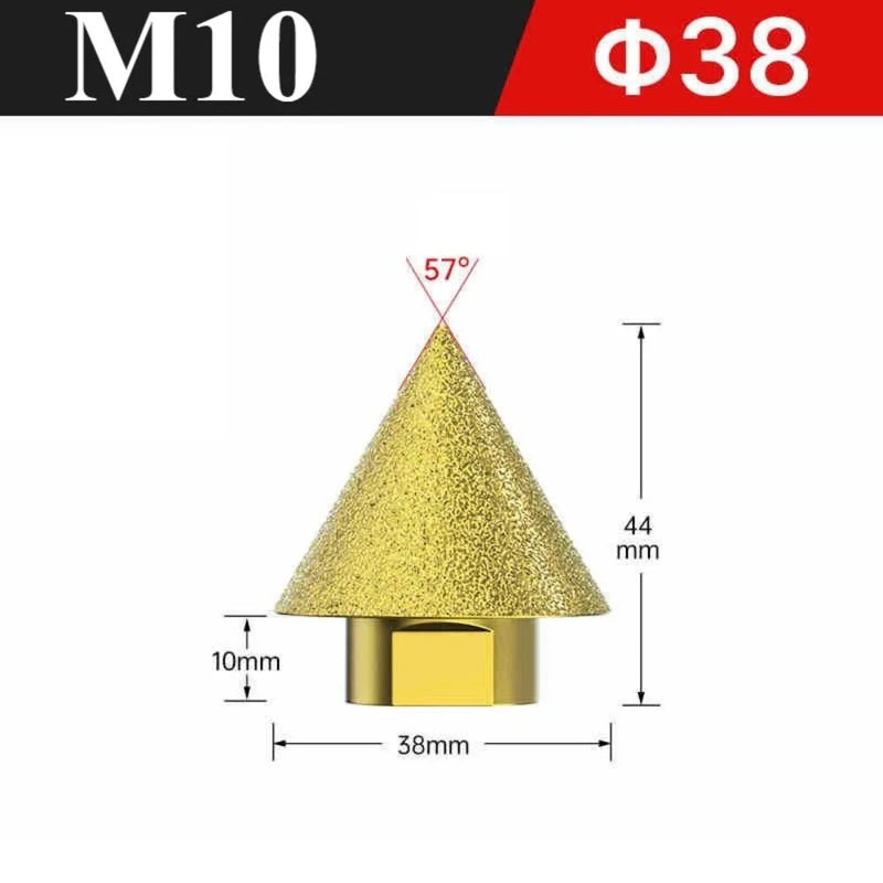 Fresa a cono diamantata per smussatura e sbavatura 38/50mm M10 M14, punta per punzonatura ed espansione, mola per lucidatura e intaglio