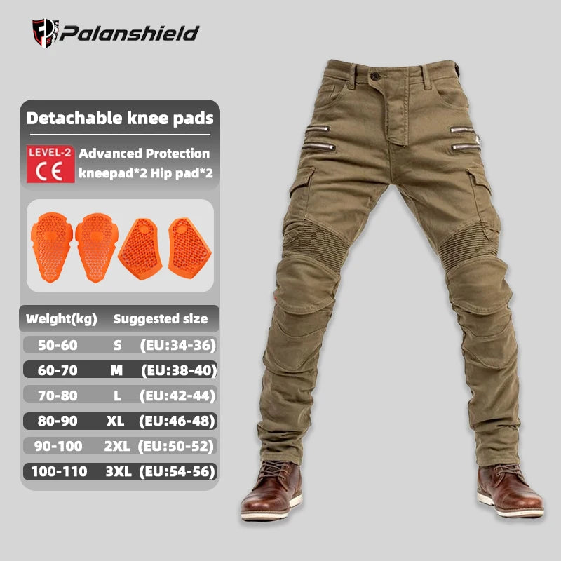 Pantaloni Moto Protettivi con Protezioni – Jeans Motocross Anticaduta con Doppia Cerniera, Pantaloni Riding Unisex 4 Stagioni
