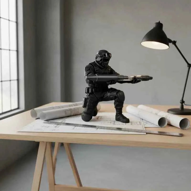 Portapenne a Forma di Soldato, Stampa 3D, Organizzatore Unico per Decorazione Scrivania, Statua da Ufficio, Regalo