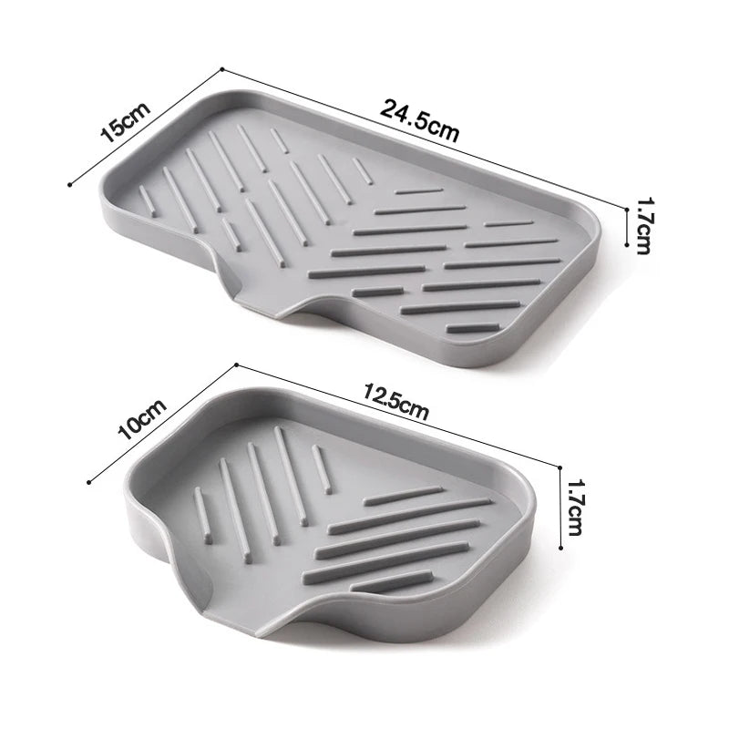 1/2pcs Lavello Della Cucina Vassoio In Silicone Con Scarico Sapone Spugna Supporto di Stoccaggio Controsoffitto Lavello Spazzola Scrubber Sapone cremagliera di Stoccaggio