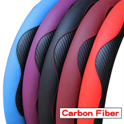 Coprivolante Auto Universale 38 cm in Pelle PU Antiscivolo e Traspirante – Copri Volante Effetto Fibra di Carbonio, Accessori Interni Auto Sportivo - Campeda