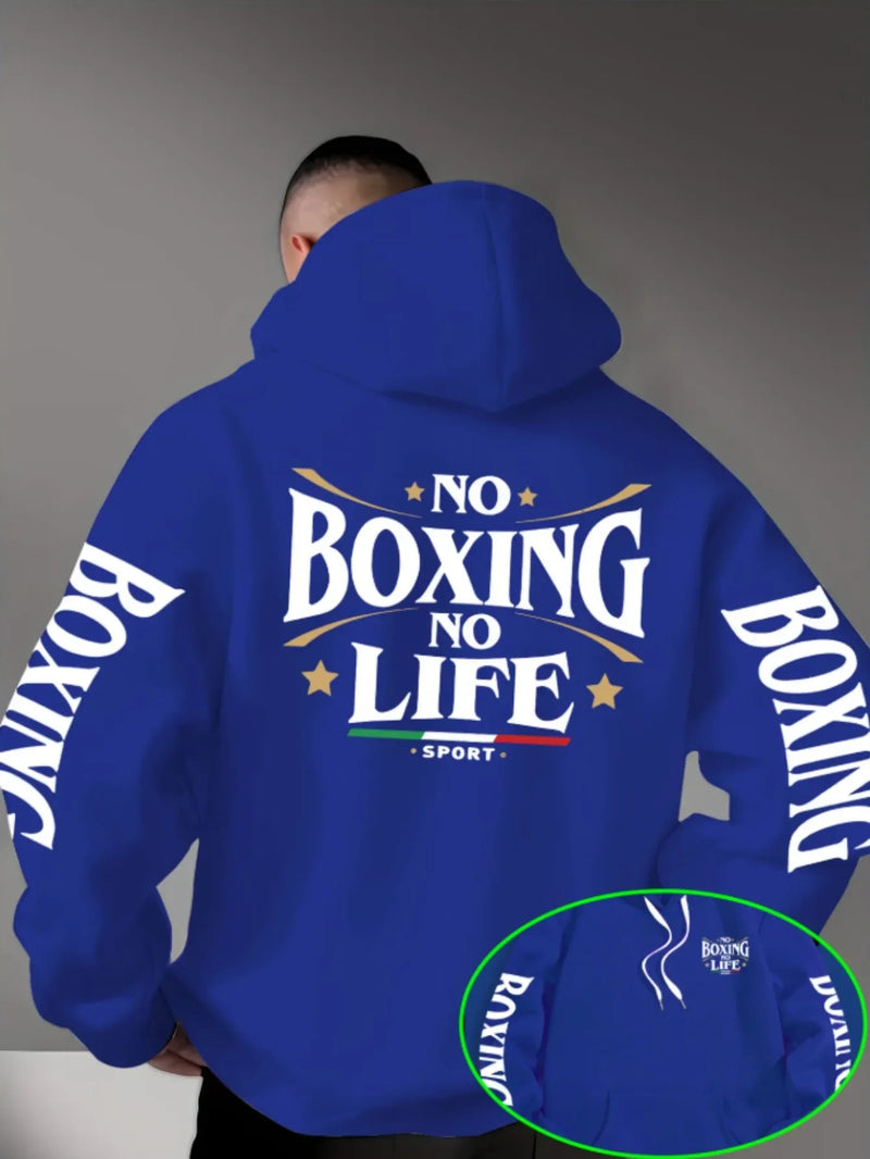 Felpa con Cappuccio da Uomo per Boxe Stampa Grafica sul Retro 'No Boxing - 6 S(US 36) - immagine 37