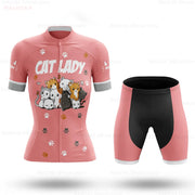 Set Maglia Ciclismo Donna Gatto Cartone Animato Divertente Estivo Abbigliamento Bici - immagine 9