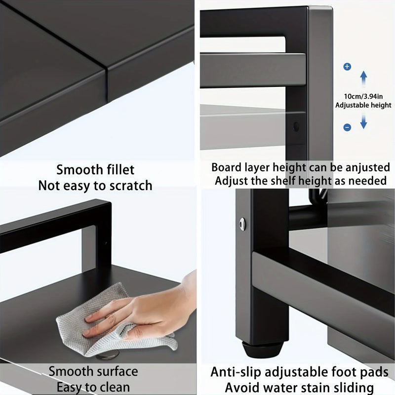 Ripiano Espandibile per Microonde con Ganci Regolabile per Cucina e Organizzazione Utensili