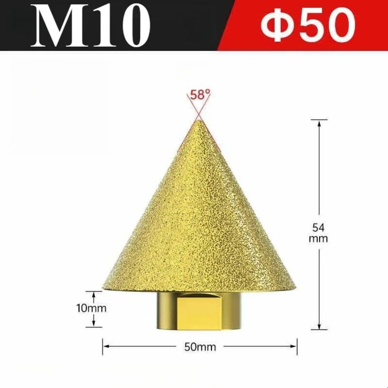 Fresa a cono diamantata per smussatura e sbavatura 38/50mm M10 M14, punta per punzonatura ed espansione, mola per lucidatura e intaglio