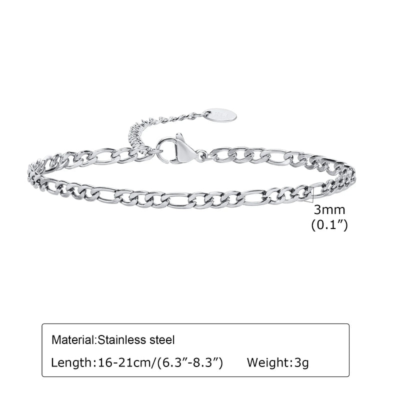 Bracciale a catena da donna color argento bracciali impilabili in acciaio inossidabile - BR-1393S - immagine 4