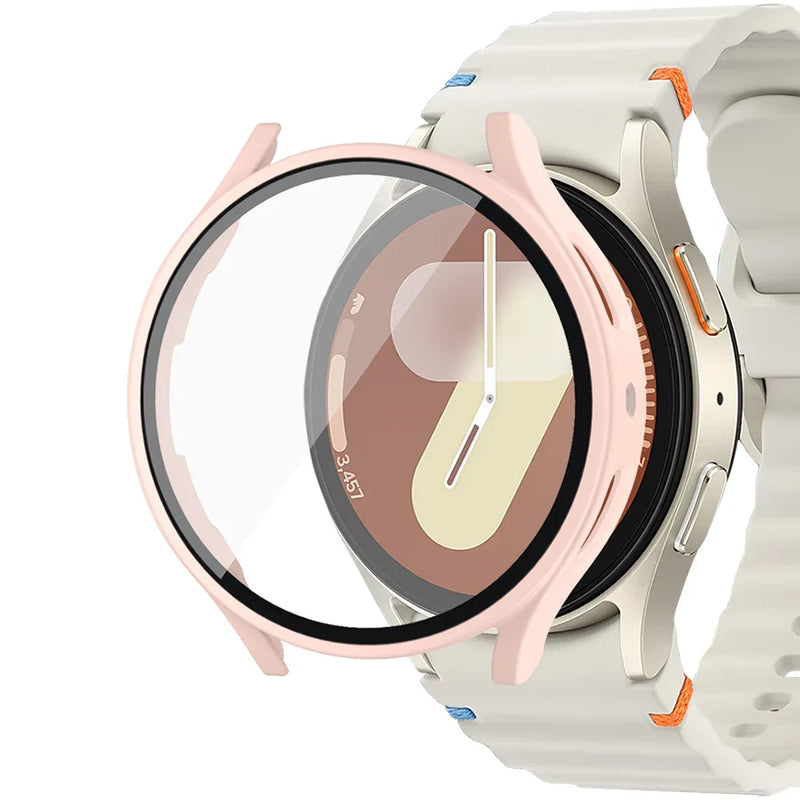 Custodia rigida opaca per PC con protezione per schermo in vetro temperato per Samsung Galaxy Watch 7 6 5 4 40mm 44mm Paraurti protettivo completo