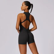 Pantaloncini da yoga attillati in vita con scrunch tinta unita Set donna cerniera - immagine 6