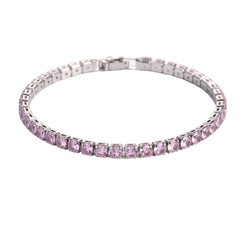 Braccialetti in cristallo di zirconi cubici di lusso Hiphop ghiacciati da 4 mm per donna uomo gioielli a catena con bracciale color argento color oro - Campeda