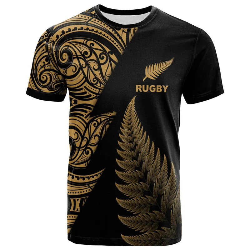 3D Zelanda Maori Palla da rugby Stampa T Shirt Sport Fitness T-shirt ad - immagine 11