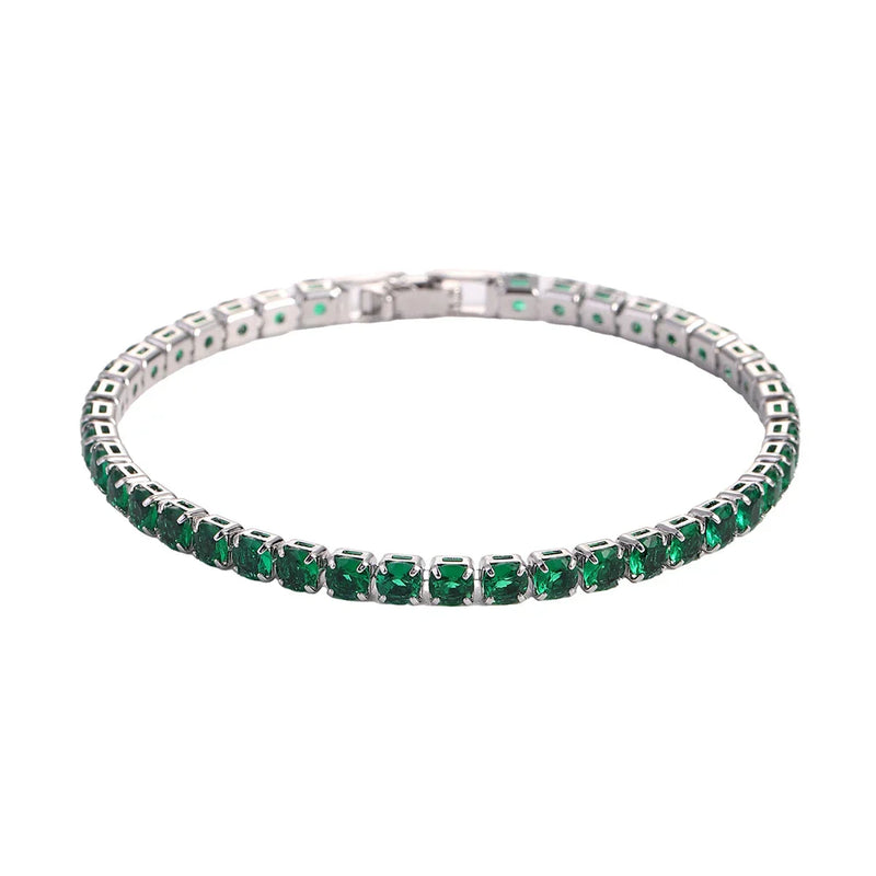 Braccialetti in cristallo di zirconi cubici di lusso Hiphop ghiacciati da 4 mm per donna uomo gioielli a catena con bracciale color argento color oro - Campeda