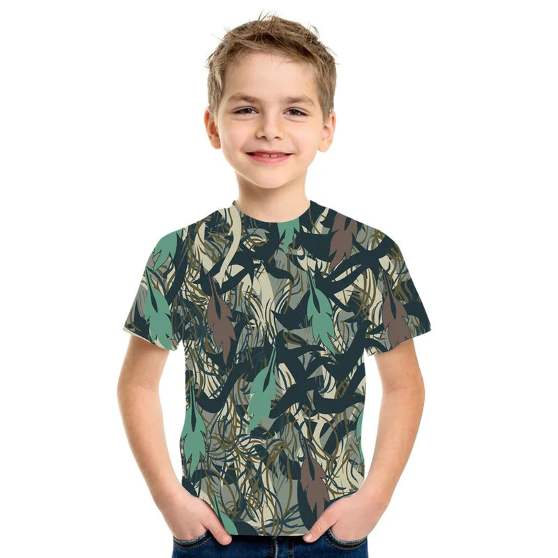 Abbigliamento per bambini Camouflage Colore Stampa 3D T-shirt Ragazzi Ragazze 2-10 - immagine 9