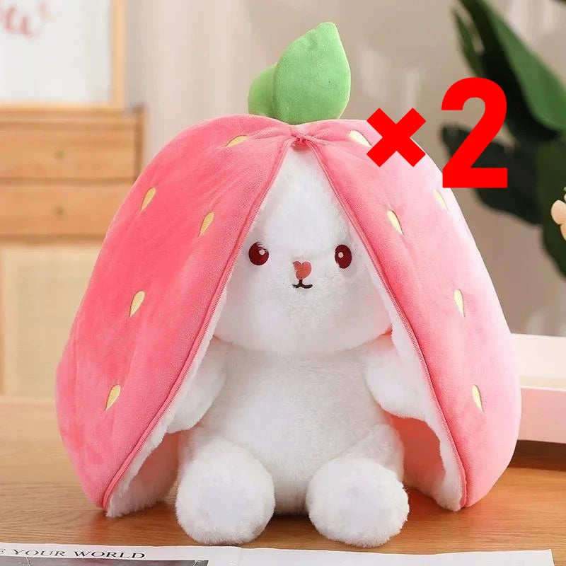 Coniglio peluche fragola carota 25 cm farcito creativo per bambini, regalo di compleanno coccoloso