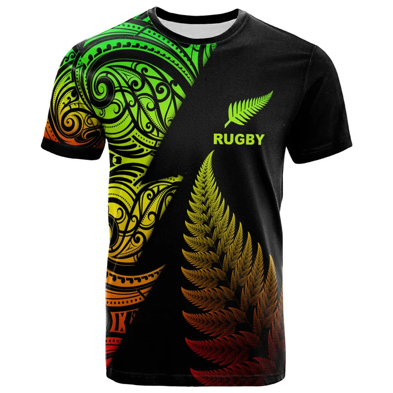 3D Zelanda Maori Palla da rugby Stampa T Shirt Sport Fitness T-shirt ad - immagine 14