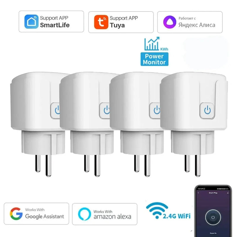 Presa Smart EU WiFi 20A Presa EU Presa telecomando timer Monitor di alimentazione Supporto vocale Google Home Alexa