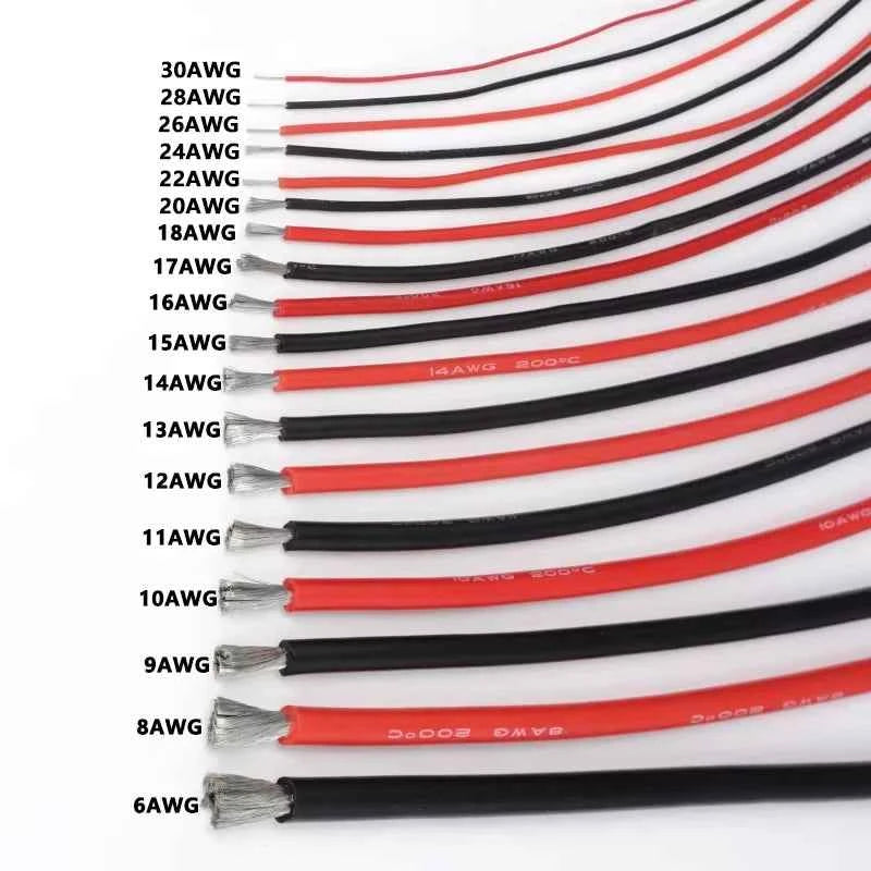 1/5/10M Gomma di Silicone Morbida Cavo di Rame 30 28 26 24 22 20-8AWG Flessibile FAI DA TE HA CONDOTTO Le Fili di Illuminazione Cavo di Alimentazione Elettrica Auto fili
