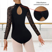 Body da danza classica a maniche lunghe con collo alto donna per top - immagine 5