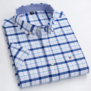 Camicia Oxford da uomo Bamboople – maniche corte, traspirante, casual business, plaid, estate e primavera - Campeda