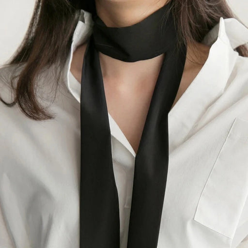 Foulard lungo stretto donna 190x5 cm in chiffon tinta unita, sciarpa sottile elegante per collo, capelli e accessori borsa - Campeda