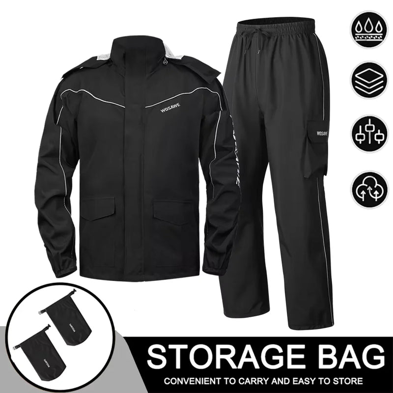 WOSAWE impermeabile da moto riflettente uomo tuta Motocross giacca antipioggia divisa - immagine 15