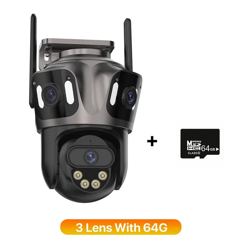 Telecamera IP WIFI a Tre Schermi per Esterni Impermeabile IP66 - 3 Lens With 64G SPINA AMERICANA - immagine 9